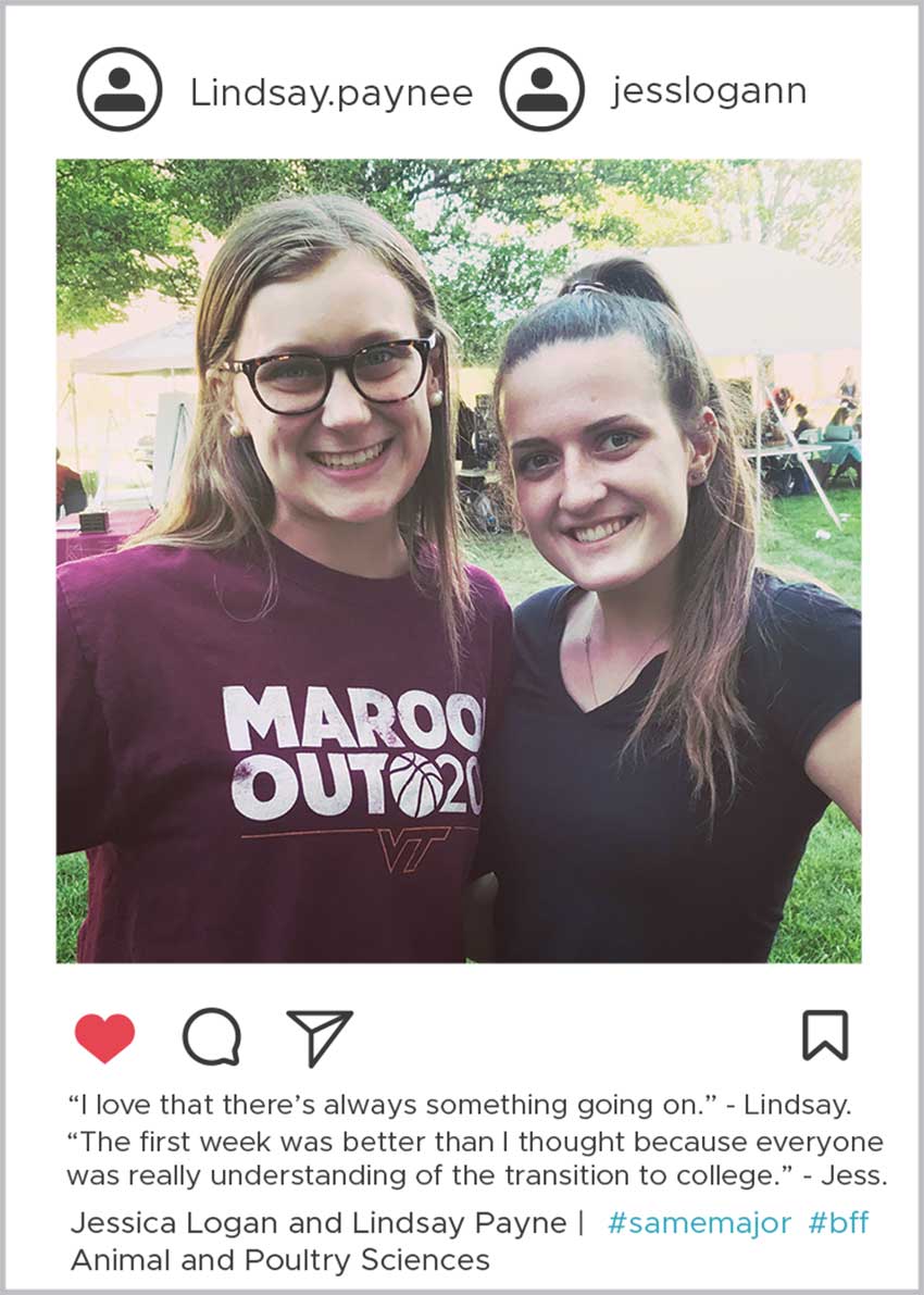 Jessica Logan and Lindsey Payne, Virginia Tech students