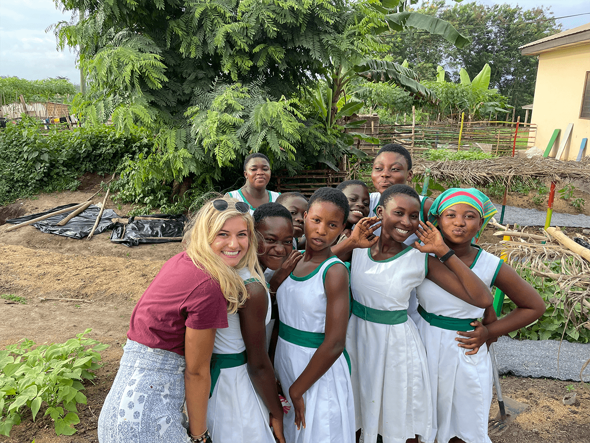 Mary Michael Lipford with a group of students in Senegal